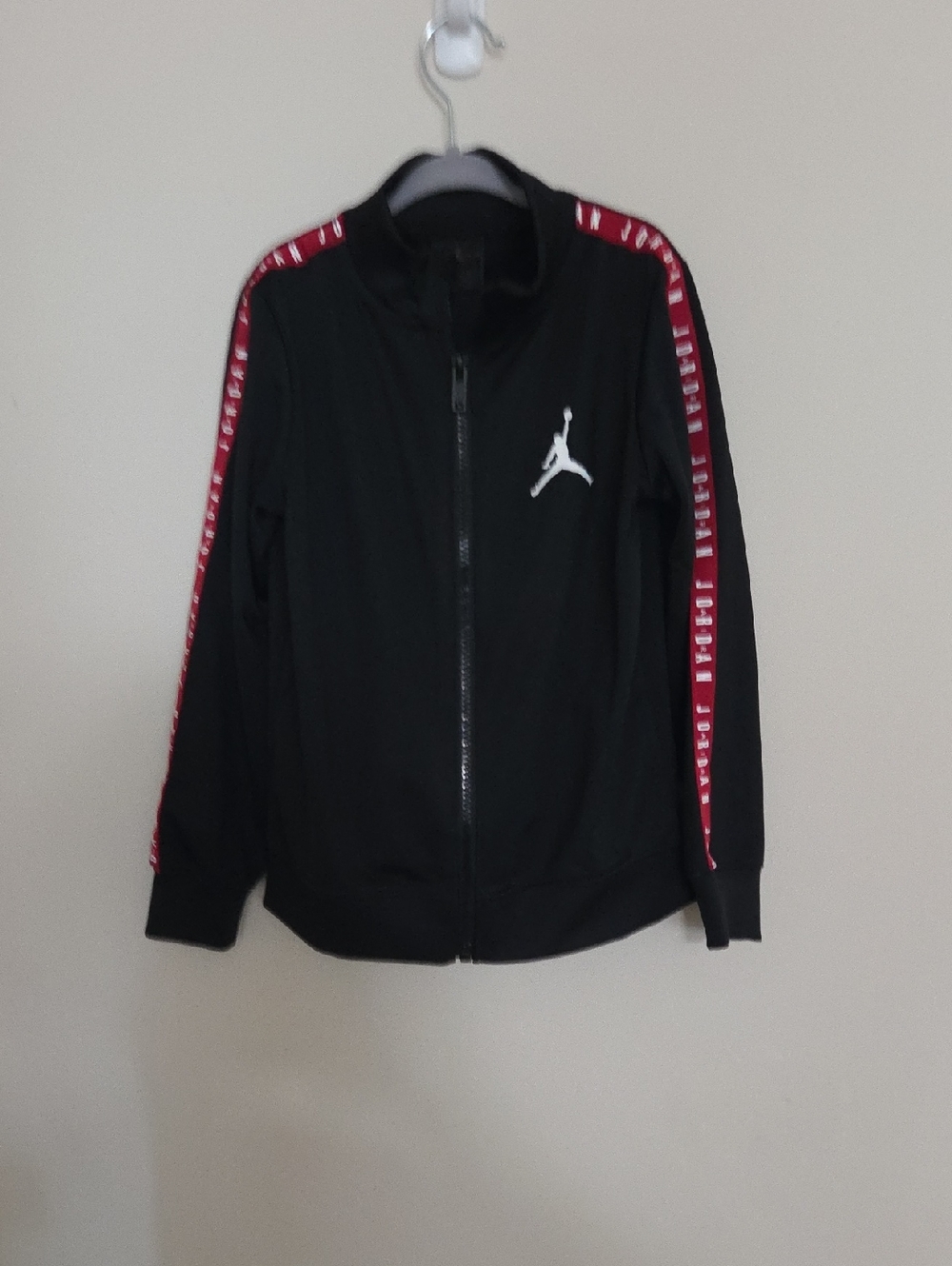 Jordan Black Track Jacket And Pants with Red Sleeve Tape and White Jumpman
